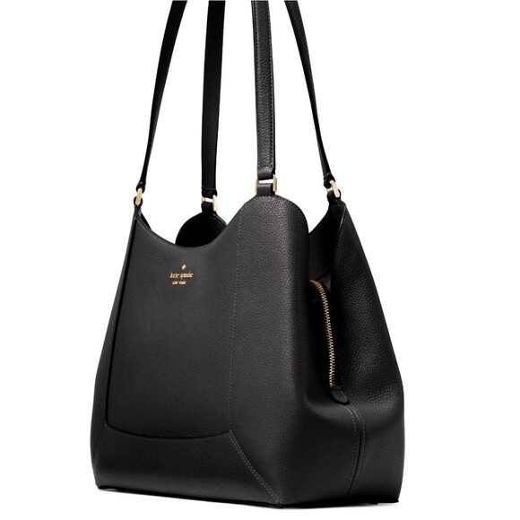 New Kate Spade Lena Large Triple Compartment Shoulder Bag Black - Picture 2 of 5